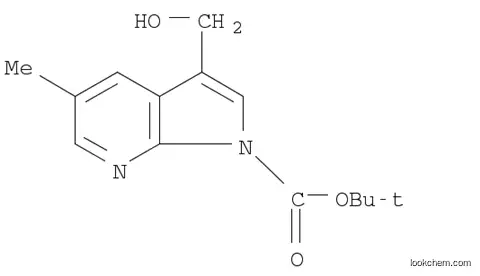 Molecular Structure of 1198103-73-9 (tert-Butyl 3-(hydroxymethyl)-5-methyl-1H-pyrrolo[2,3-b]pyridine-1-carboxylate)
